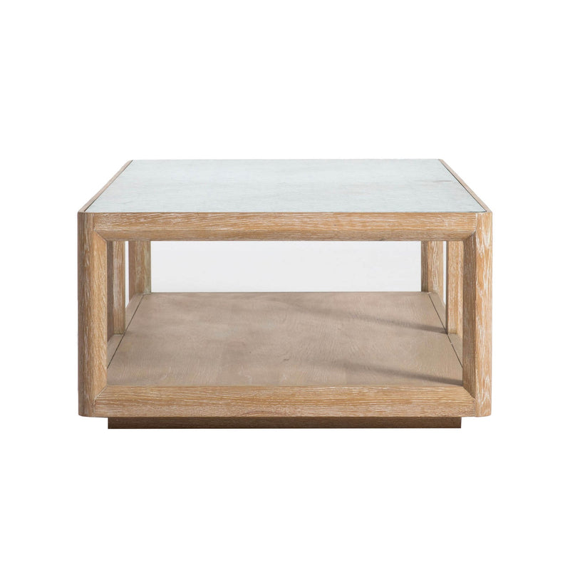 4. "Functional Elevate Coffee Table with built-in shelves and contemporary aesthetic"