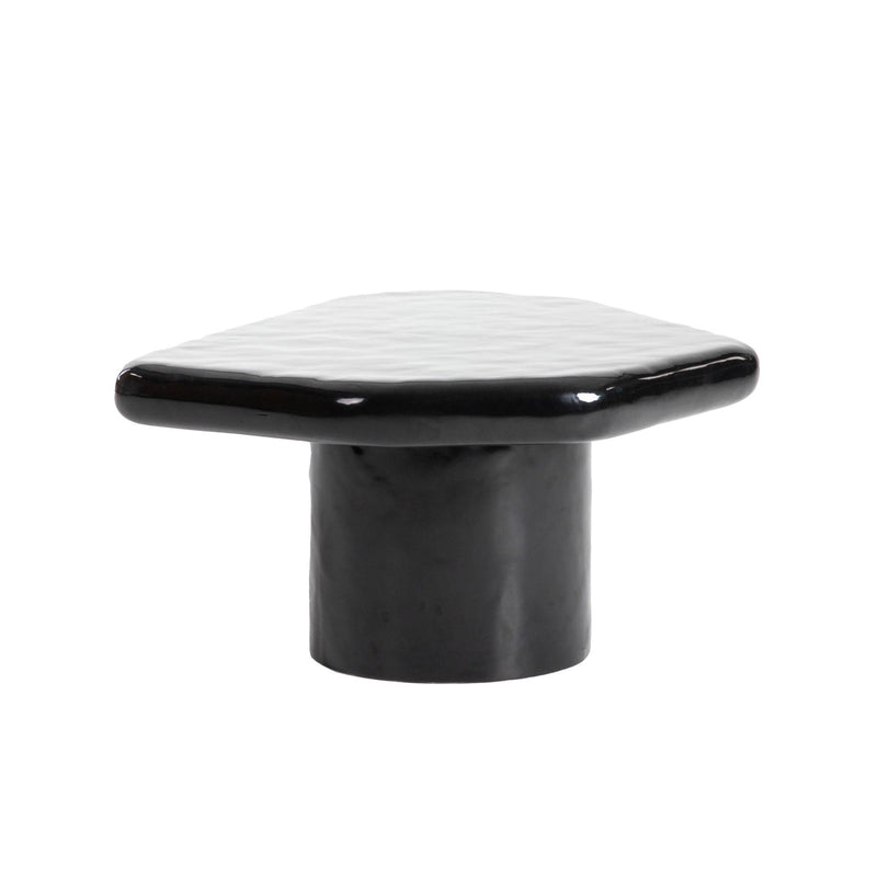 5. "Eternal Black Coffee Table with spacious surface area for displaying decor and serving drinks"