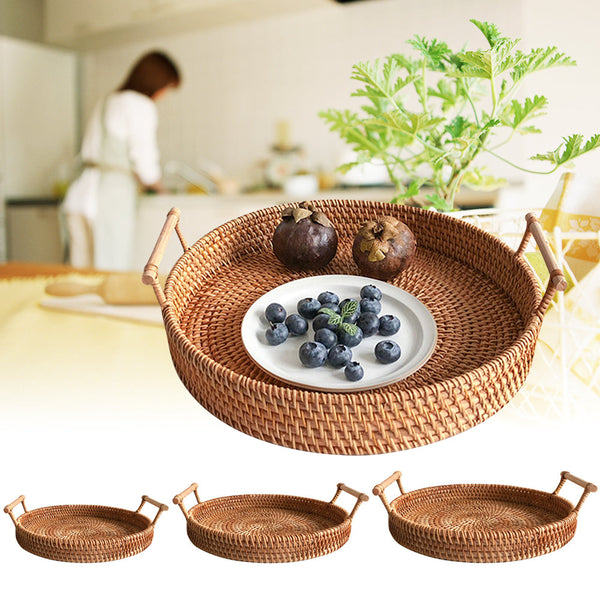 Rattan Storage Tray With Handle