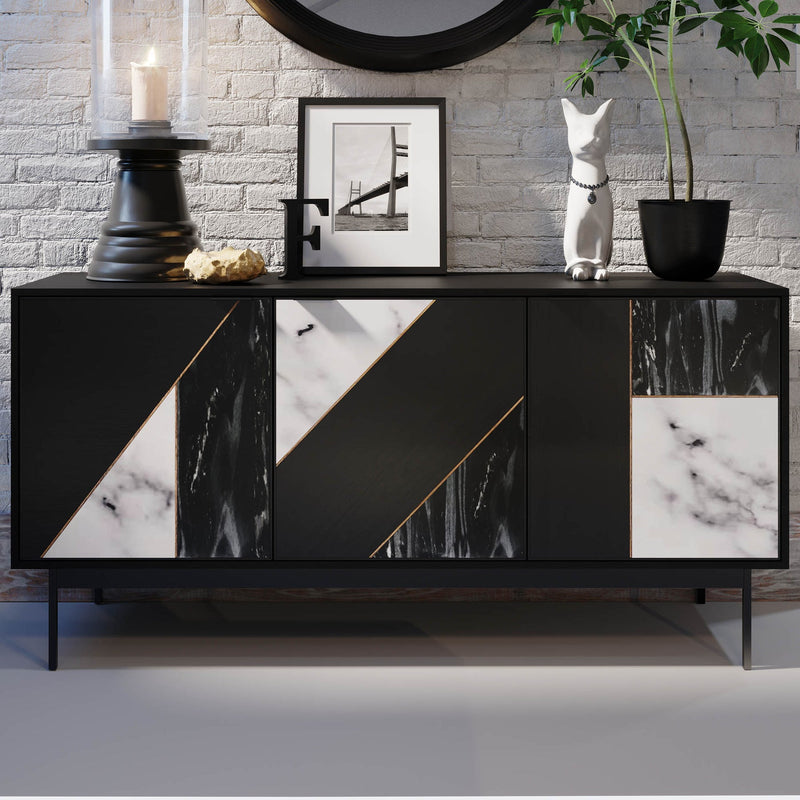 8. "Spacious Hexa Sideboard - Black Fossil for decluttering your space"