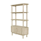 1. "Modern white bookcase with adjustable shelves for versatile storage"