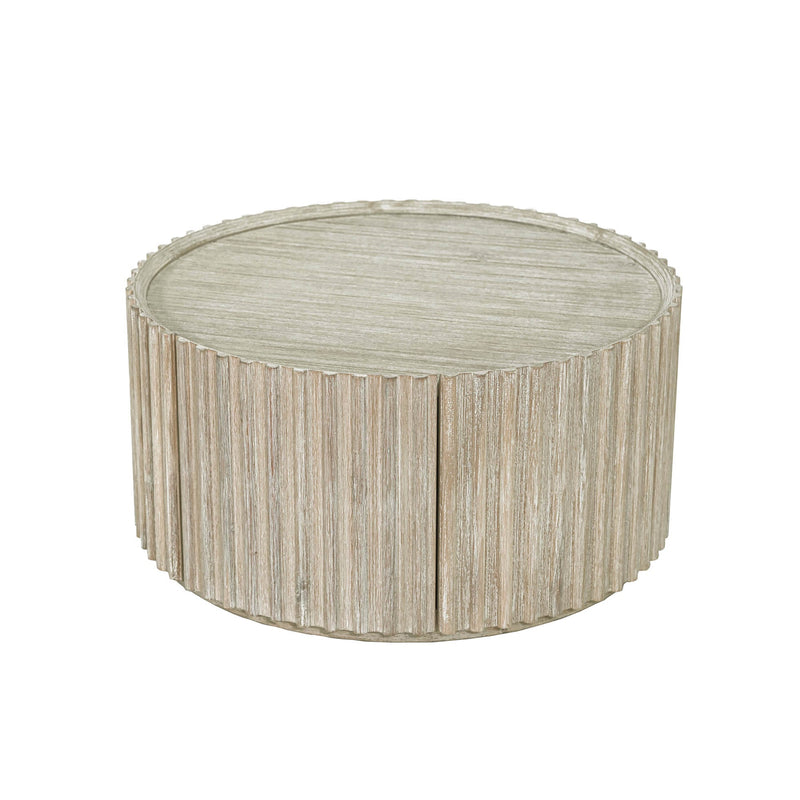 5. "Versatile Oasis Round Coffee Table 1 Door for small spaces"