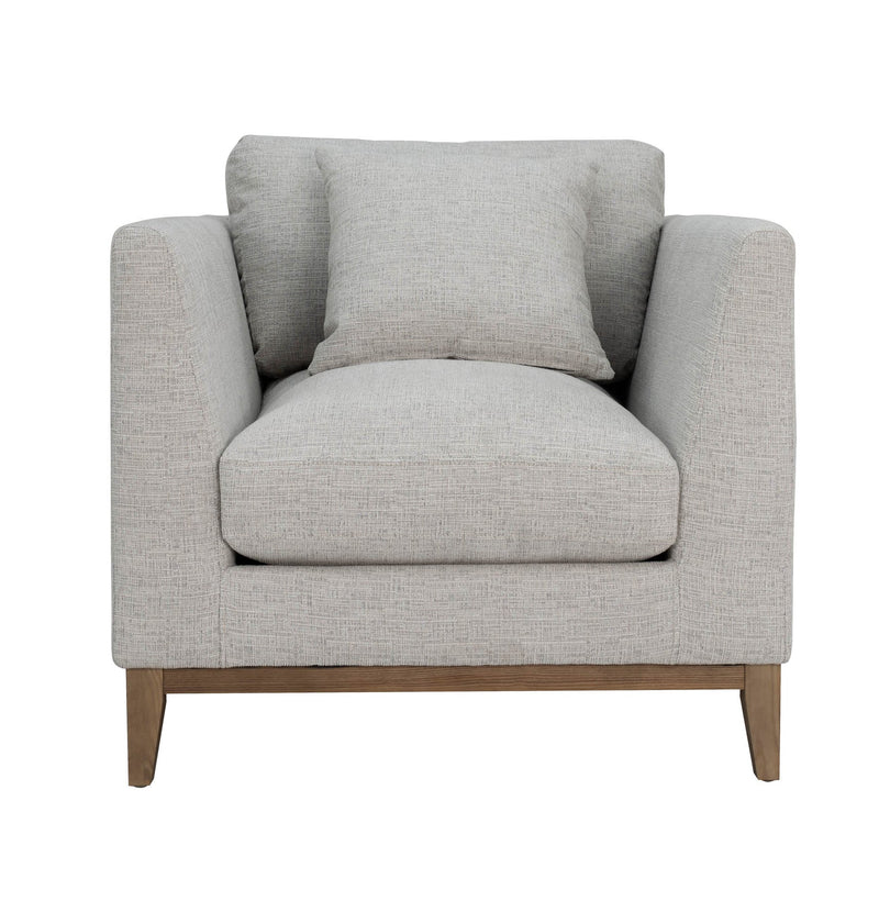 4. "Harmony Club Chair - Woven Tweed Neutral with plush cushioning"