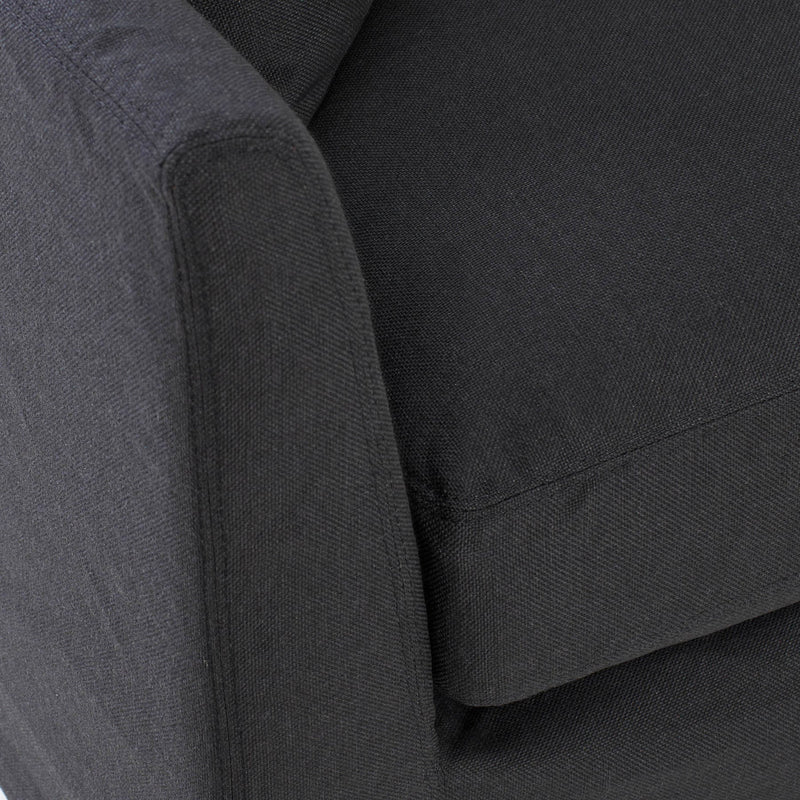 6. Elegant Heston Sofa - Black Fabric with a timeless appeal