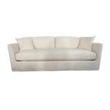 2. "Oyster Linen Heston Sofa featuring medium firm cushions and sturdy construction"