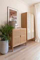 8. "Natural rattan sideboard with medium-sized compartments"