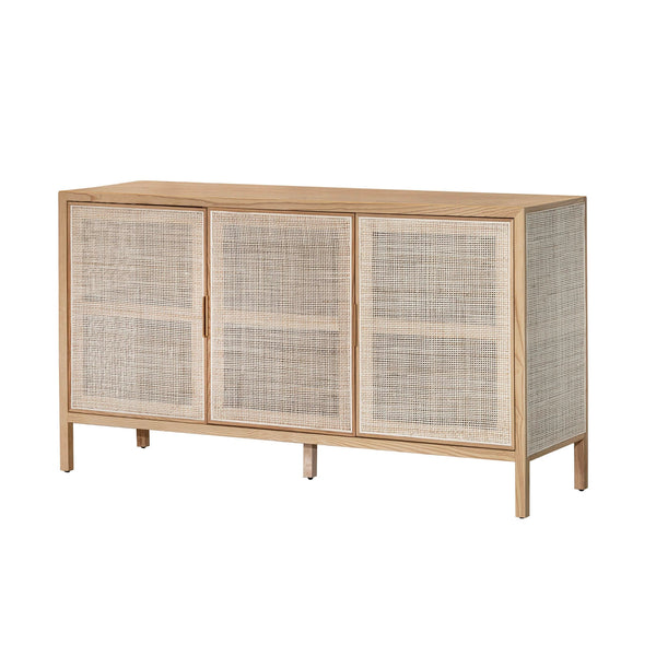 1. Rattan 3 Door Sideboard - Natural with ample storage space