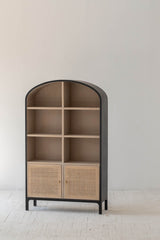 8. "Pietro Tall Cabinet featuring a beautiful wood finish for a timeless look"