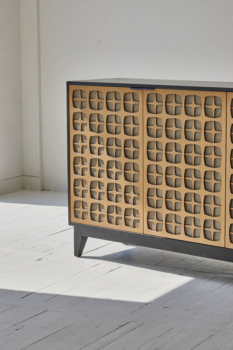 7. "Elegant Alessio Sideboard ideal for displaying decor items"