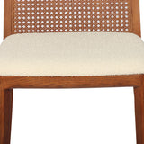 7. Limited Edition Cane Dining Chair with Scandinavian Boucle White/Brown Frame