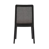 5. Comfortable cane dining chair in oyster linen with black frame