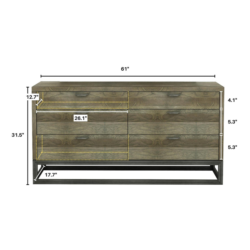 4. "Durable and versatile Stark 6 Drawer Dresser"