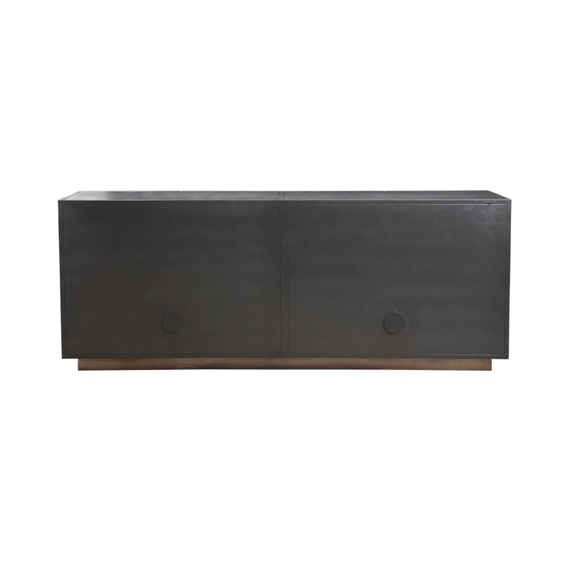 4. "Spacious Callisto Sideboard with multiple drawers and open shelving"