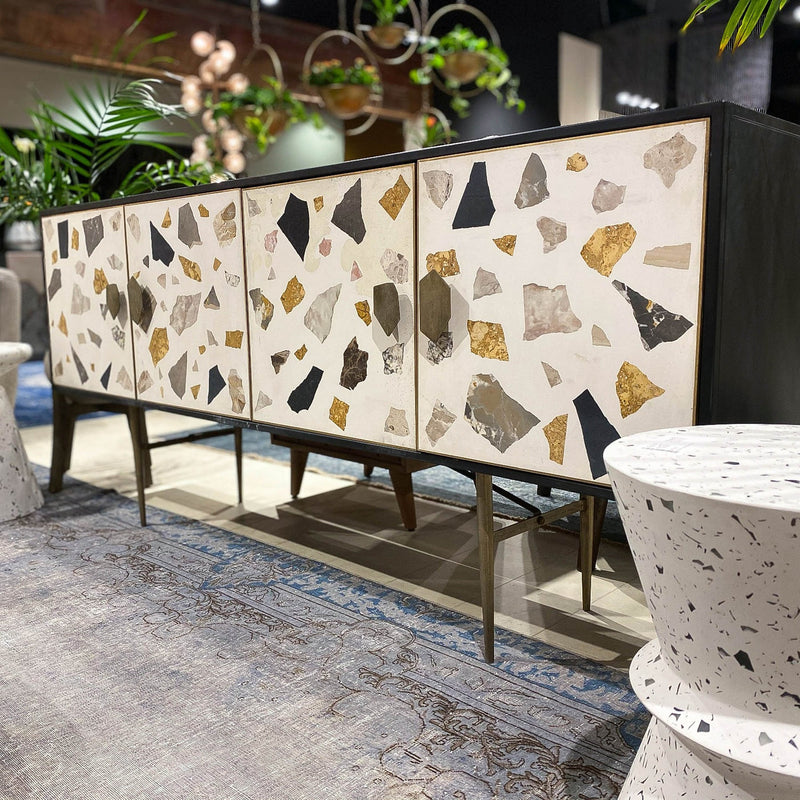 9. "Eye-catching Terrazzo Sideboard - White Mosaic as a statement piece"